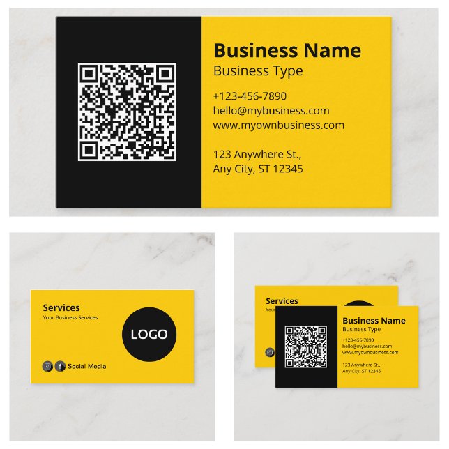 Black Gult Modern Visitkort (Black Yellow Modern Business Cards Online
)