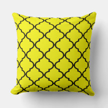 Black Gult Moroccan Quatrefoil Mönster Pillow