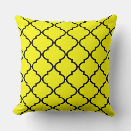 Black Gult Moroccan Quatrefoil Mönster Pillow Kudde