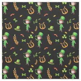 Black gult St. Patrick's Irish Leprechaun quilt Tyg