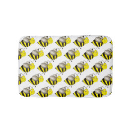 Black Gult Tecknad Bee Bumblebee Honeybee Badrumsmatta