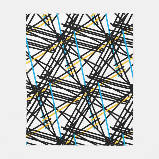 Black Gult Turcos Criss-cross Linjer Fleecefilt (Framsidan)