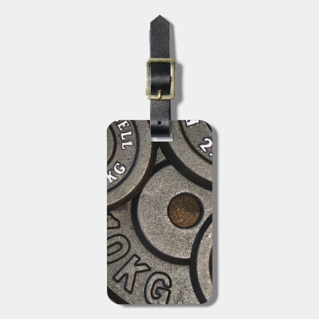 Black Gym Weights Fitness Bagagebricka (Vertikal Framsida)