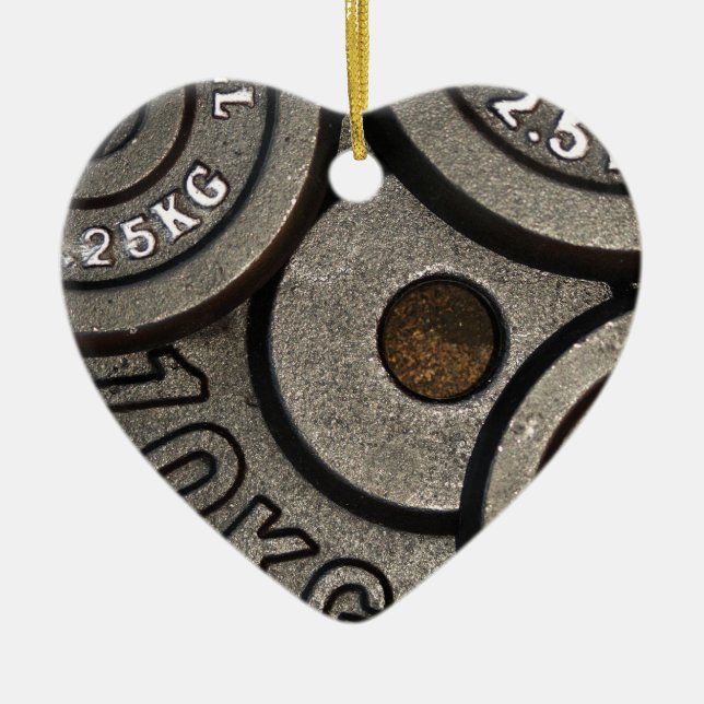 Black Gym Weights Fitness Julgransprydnad Keramik (Framsidan)