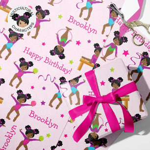 Black Gymnastics Birthday Wrapping Papper Presentpapper