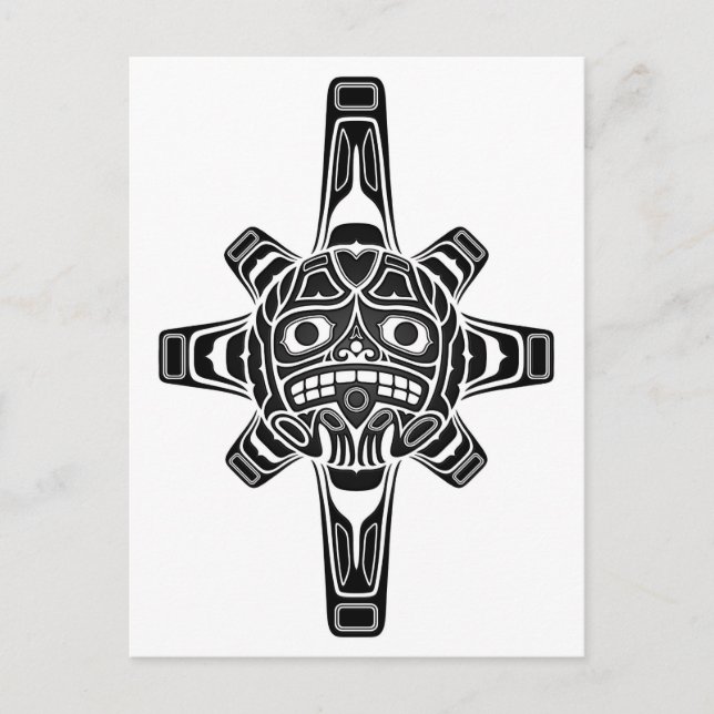 Black Haida Sol Mask on White Vykort (Framsida)