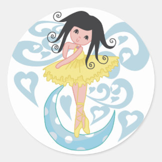 Black Hair Ballerina Tshirts och Gifts Runt Klistermärke