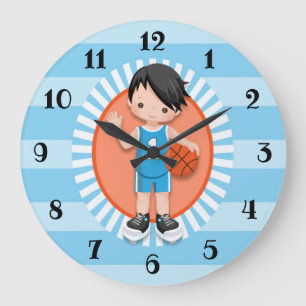 Black Hair Boy Basketball Player Stor Klocka