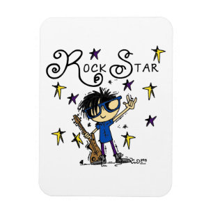 Black Hair Boy Rockstjärna Magnet