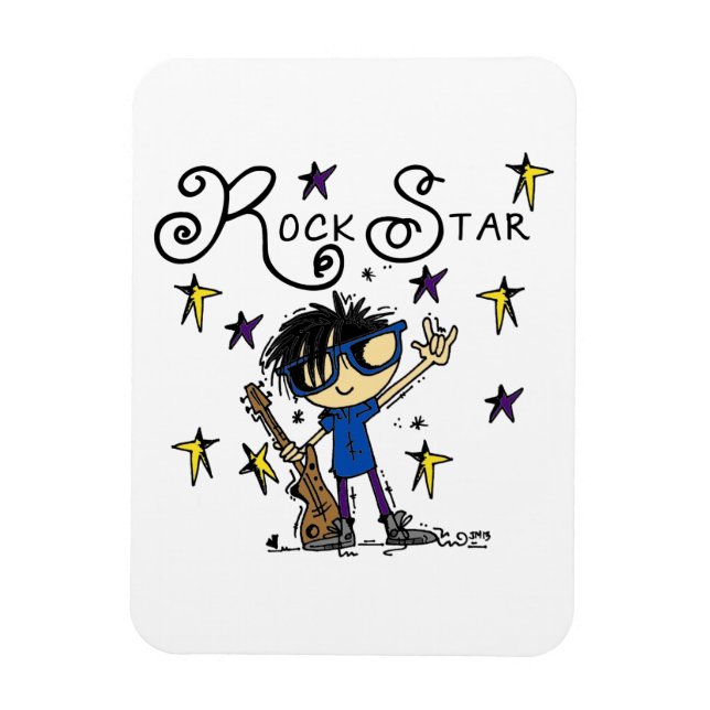 Black Hair Boy Rockstjärna Magnet (Vertikal)