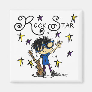 Black Hair Boy Rockstjärna Magnet