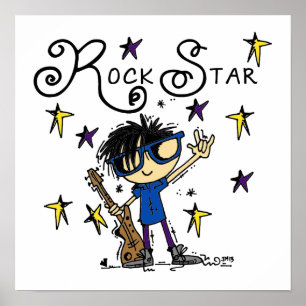 Black Hair Boy Rockstjärna Poster
