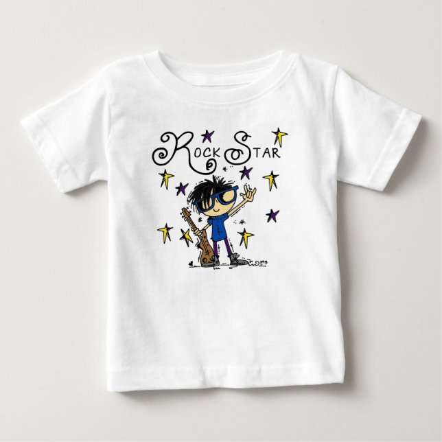 Black Hair Boy Rockstjärna Tee (Framsida)