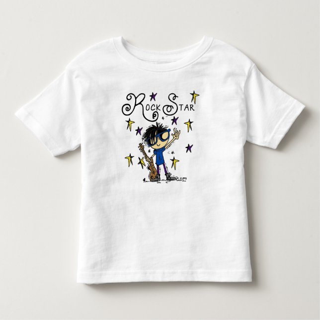 Black Hair Boy Rockstjärna Tee (Framsida)