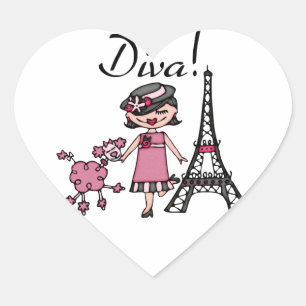 Black Hair Diva Hjärtformat Klistermärke