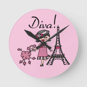 Black Hair Diva Rund Klocka