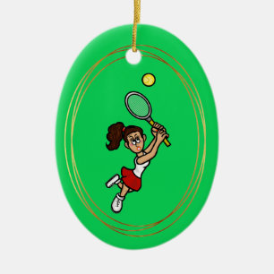 Black Hair Female Tennis Player jul Ornament