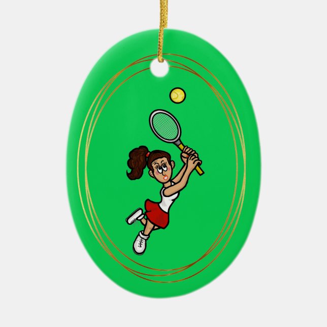 Black Hair Female Tennis Player jul Ornament (Framsidan)