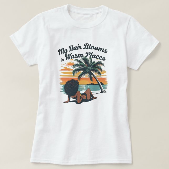Black Hair Summer Beach Afro Custom Tee (Design framsida)