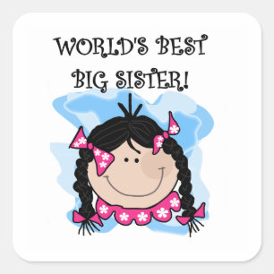 Black Hair World's Best Big Sister-presenter Fyrkantigt Klistermärke