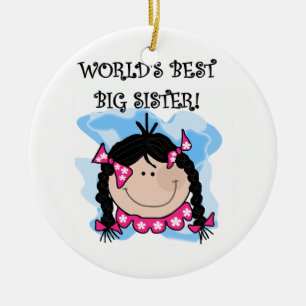 Black Hair World's Best Big Sister-presenter Julgransprydnad Keramik