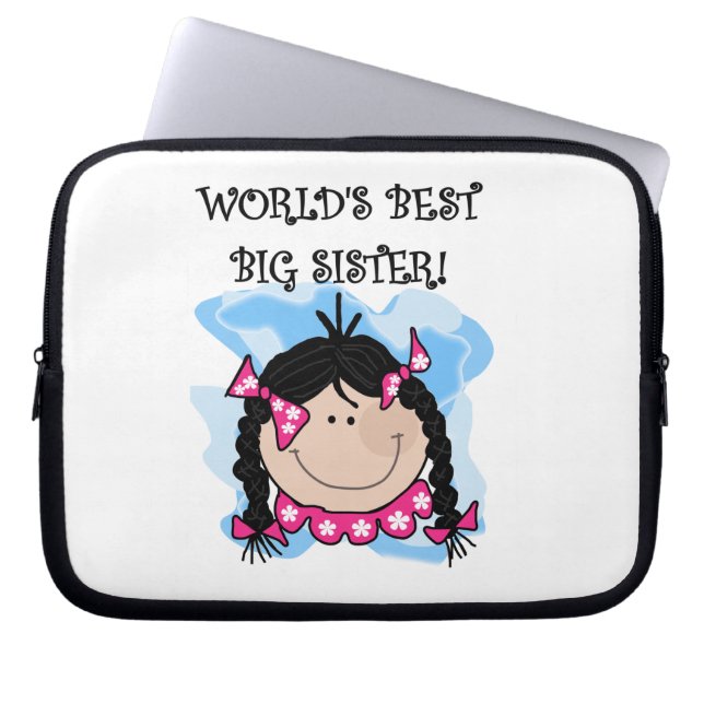 Black Hair World's Best Big Sister-presenter Laptop Fodral (Framsidan)