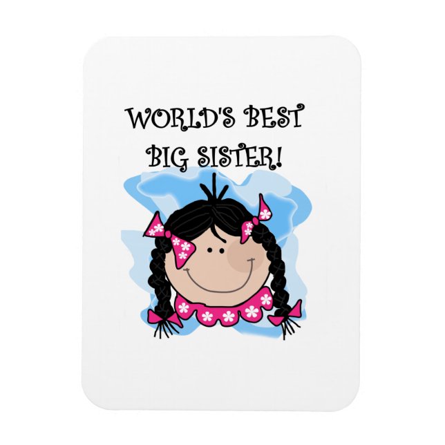 Black Hair World's Best Big Sister-presenter Magnet (Vertikal)