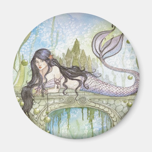 BLACK HAIRED SJÖJUNGFRU MAGNET (Framsidan)