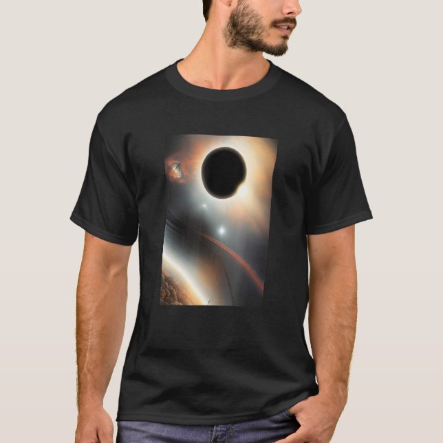 Black Hål i Rymden Universe Galaxy Science T Shirt (Framsida)