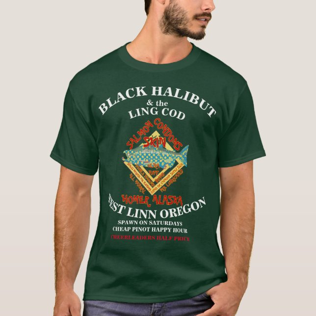 BLACK HALIBUT & LING COD VÄSTER LINN OREGON ELLER T SHIRT (Framsida)