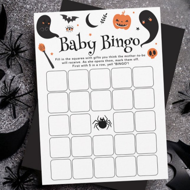 Black Halloween Baby Shower Baby Bingo-spelkort Inbjudningar (Skapare uppladdad)