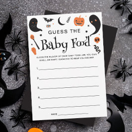 Black Halloween Baby Shower Baby Food Game Card Inbjudningar