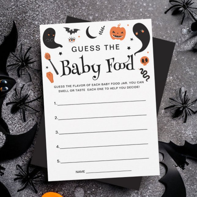 Black Halloween Baby Shower Baby Food Game Card Inbjudningar (Skapare uppladdad)
