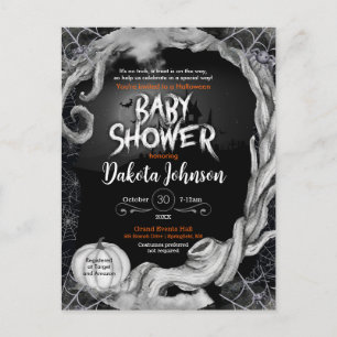 Black Halloween Baby Shower-inbjudan med register Inbjudan Vykort