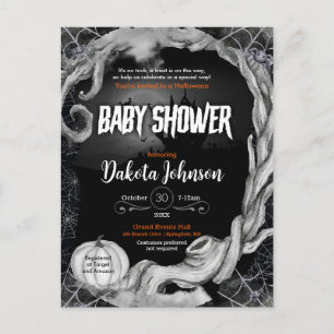 Black Halloween Baby Shower-inbjudan med register Inbjudan Vykort