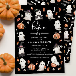 Black Halloween Baby Shower Inbjudningar