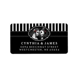 Black Halloween Bröllop Skeletons Rand Adress Adressetikett