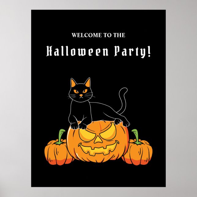Black Halloween "Cat and Pumpkin" Poster (Framsidan)