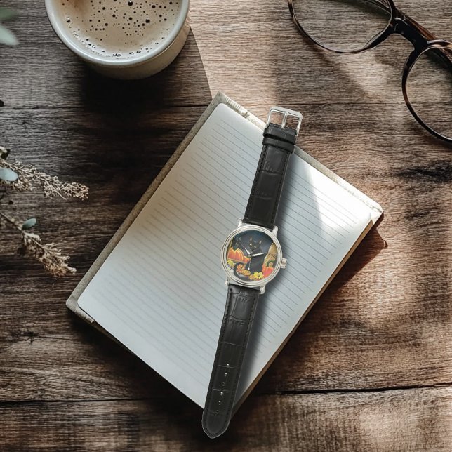 Black Halloween Cat Armbandsur (Skapare uppladdad)