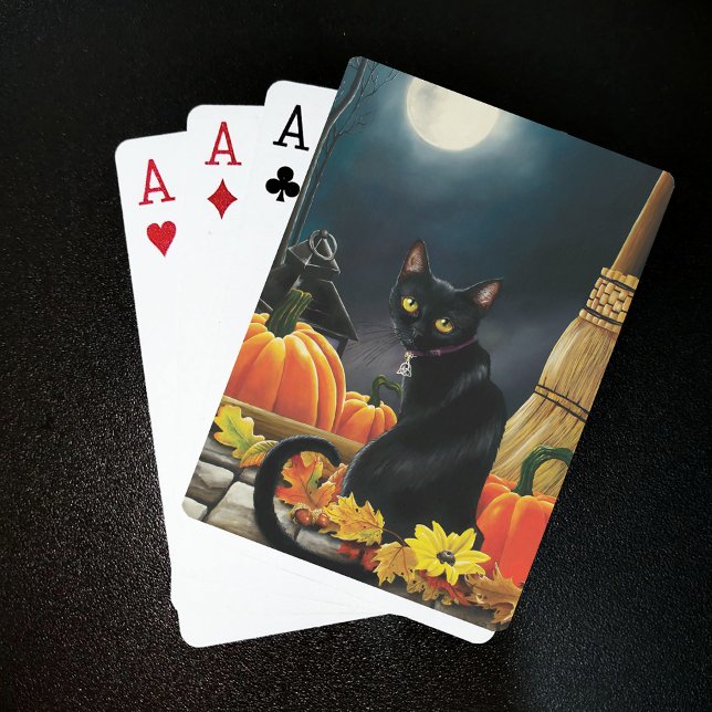 Black Halloween Cat Casinokort (Skapare uppladdad)