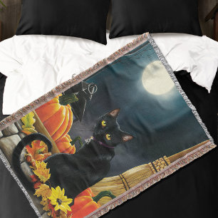 Black Halloween Cat Filt