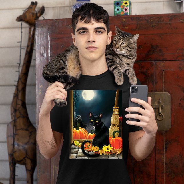 Black Halloween Cat T Shirt (Skapare uppladdad)