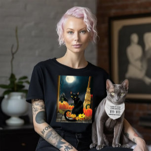 Black Halloween Cat T Shirt