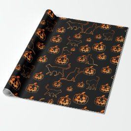 Black Halloween Cats och Jack-o-Lantern Mönster Presentpapper