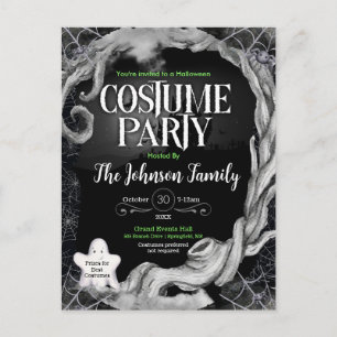 Black Halloween Costume Party-inbjudan Inbjudan Vykort