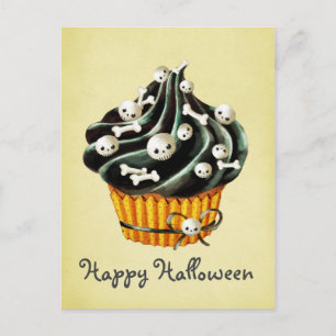 Black Halloween Cuptårta Vykort