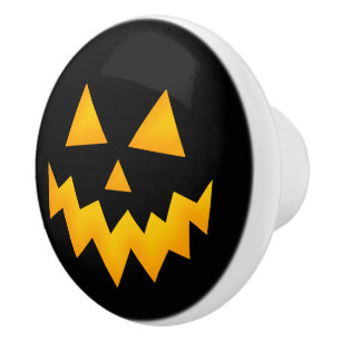 Black Halloween Glowing Jack o lantern Pumpkin Knopp