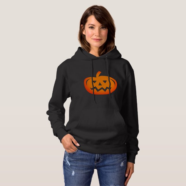 Black Halloween hoodie med jack o lantern design T Shirt (Hel framsida)