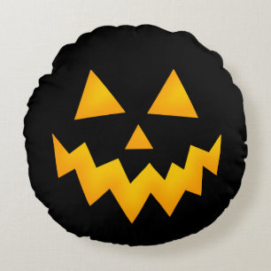 Black Halloween Jack o lantern Glowing Pumpkin Rund Kudde