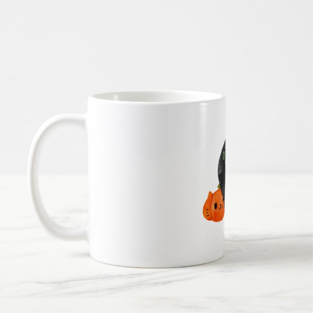 Black Halloween Kattunge Kaffemugg (Vänster)